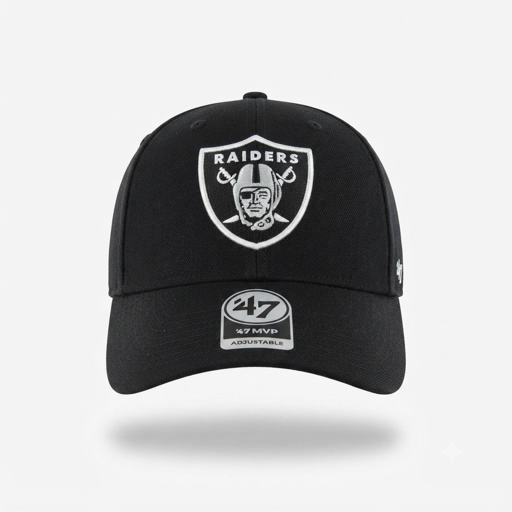 Las Vegas Raiders '47 Brand MVP Hat Mens OSFA Black Adjustable NFL Cap **NEW**